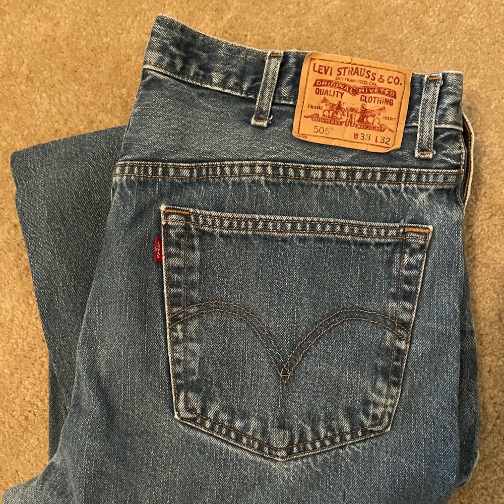 Levi's Men's 505 100% cotton Regular Fit Jeans 38x32